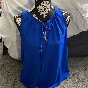 Royal blue sleeveless blouse